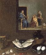 Diego Velazquez Detail of Kitchen Scene with Christ in the House of Martha and Mary oil painting artist